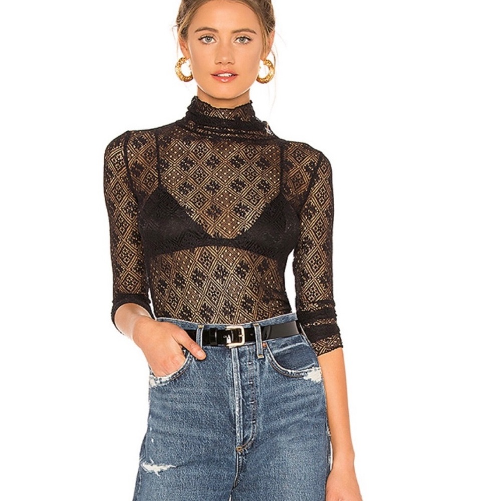 Intimately free people lace long sleeve turtleneck